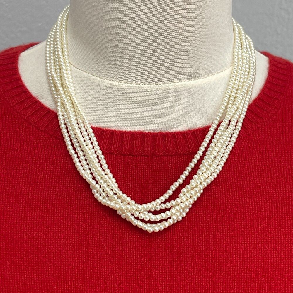 Napier‎ Faux Pearls White Gold-tone Beaded Beads Fashion Necklace